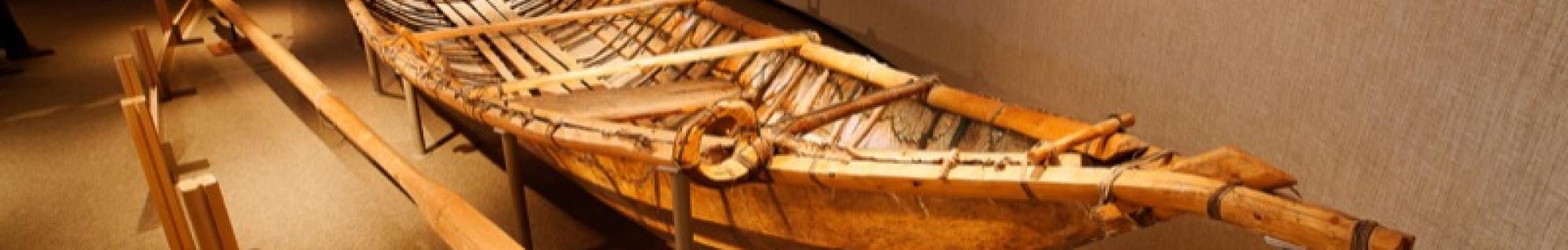 A canoe made of moose skin.