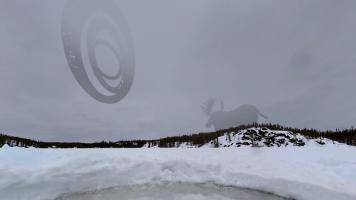 Image of an ice rink on snowy lake.