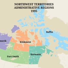 Map of the Northwest Territories regions in 1995