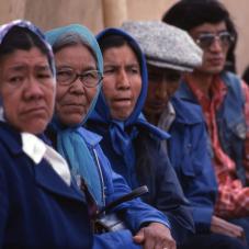 At the Dene National Assembly, Tulita, August 1978. From left to right: Judith Charlo, Elise Liske, Celine Tsetta and friends.