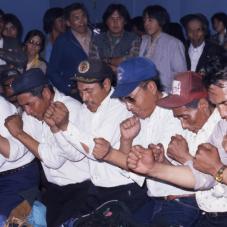 In traditional "hands games", team members hide a token in one of their hands. The captain of the opposite team tries to guess which hand the token is in.