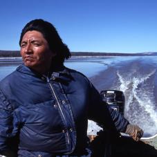 George Barnaby on Great Slave Lake (Dehcho), May 1980.
